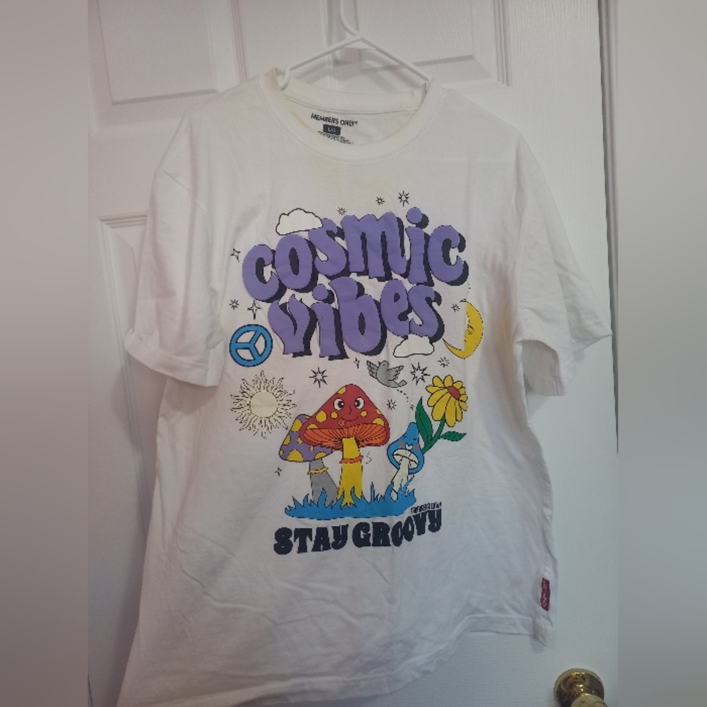 3/$15 Members Only White Cosmic Vibes Tee
